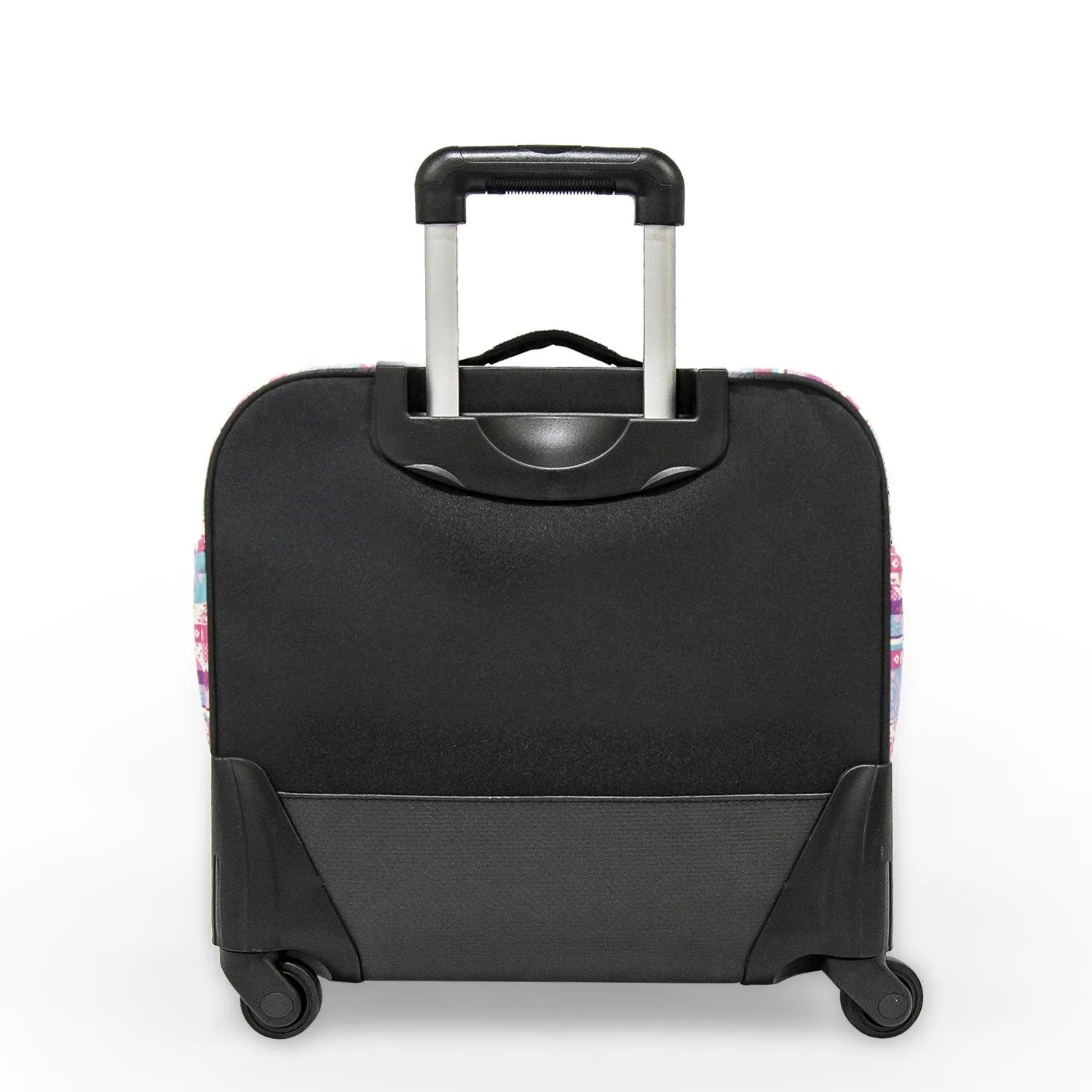 3 Pieces Set - 4 Wheels School Bag trolley with Lunch Bag   Pencil Case African Pink Design