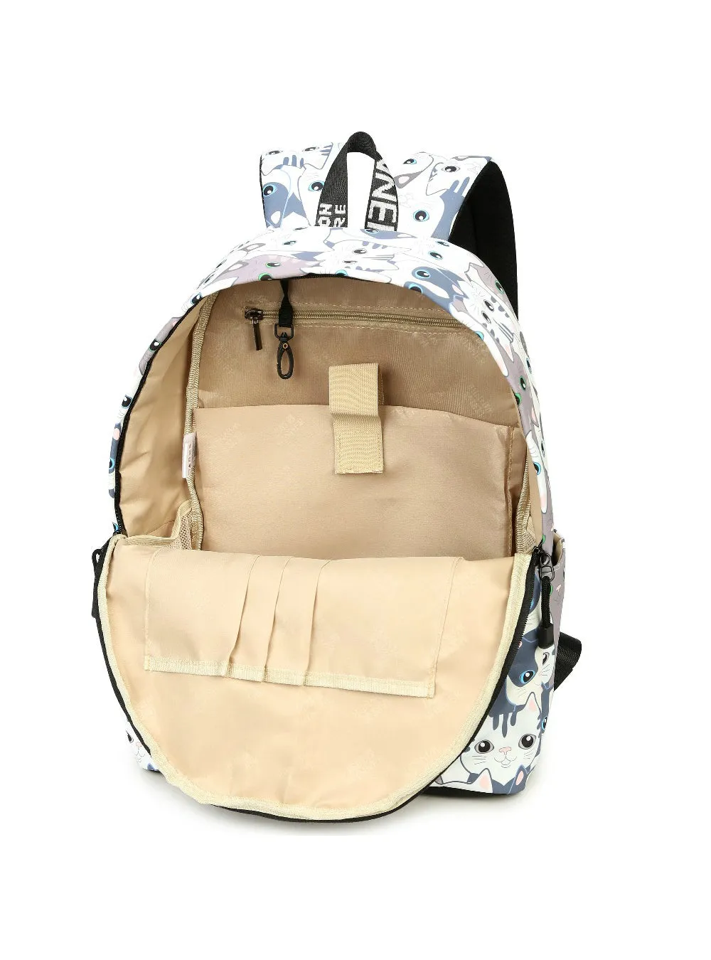 Cat Printing Backpack Women School Students