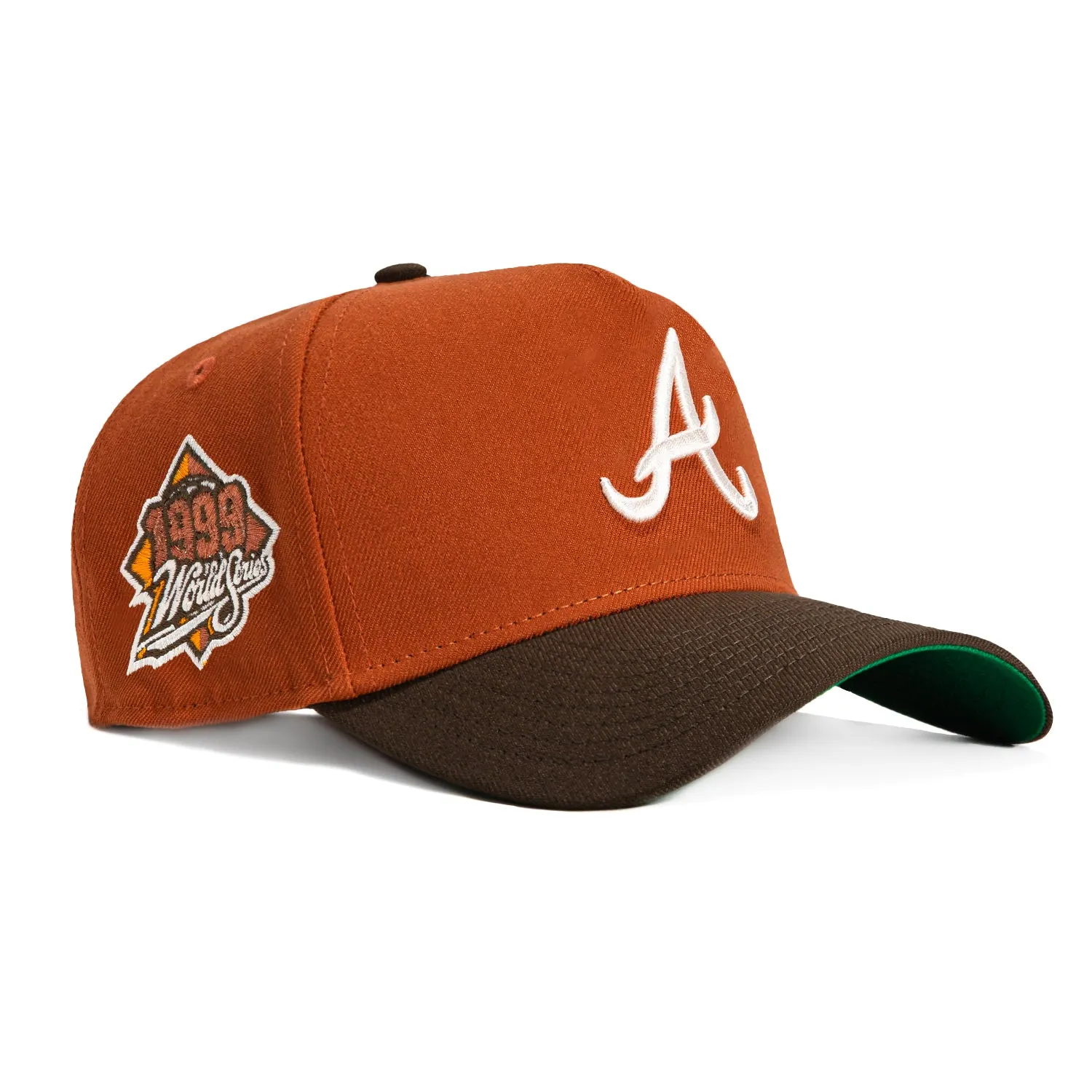 New Era 9Forty A-Frame Campfire Pack Atlanta Braves 1999 World Series Patch Snapback Hat - Burnt Orange, Brown