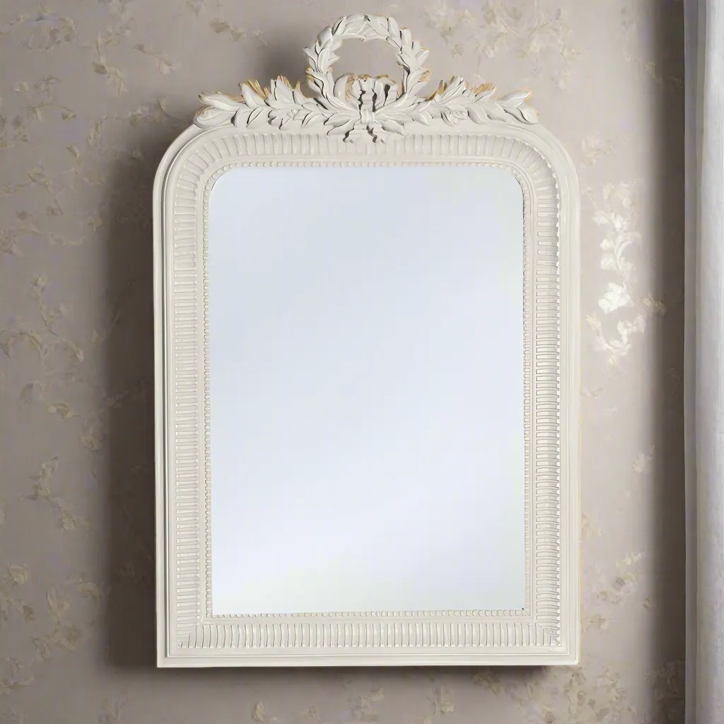 Pretty White Ornate Mirror 102cm
