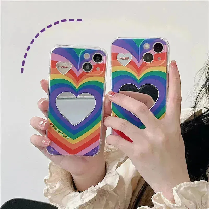 Rainbow Love Mirror Silicone Phone Case