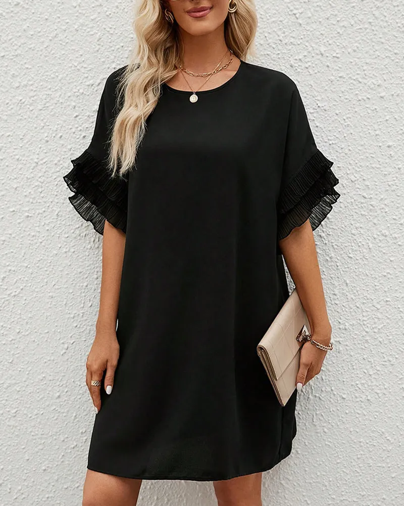 TastyHottie - Solid color half sleeve elegant dress