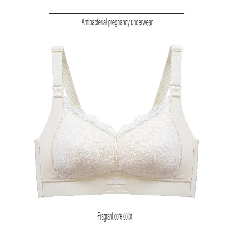 Tea fiber wire-free push-up nursing bra top open button maternity underwear pregnancy and lactation feeding thin bra