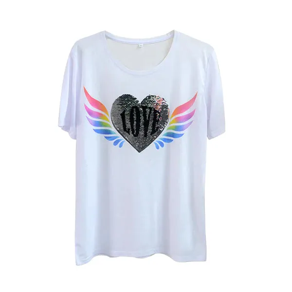 White Sequin Transfer Heart Shape