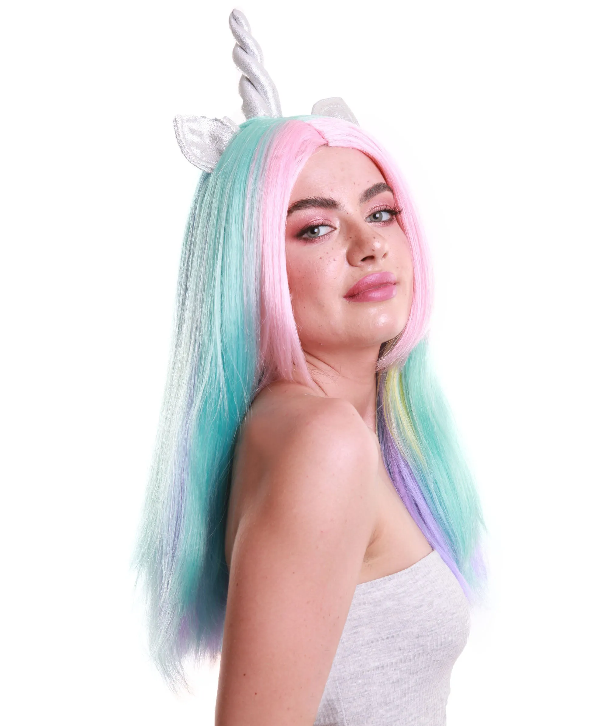 Women Unicorn Multi Colored Wig | Premium Breathable Capless Cap